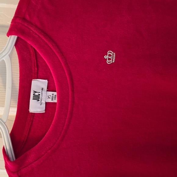 JUICY COUTURE WOMEN'S JUNIOR FUSCIA LONG SLEEVE VELVETEEN PULLOVER CREWNECK XS - Picture 3 of 16